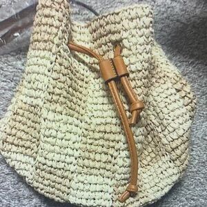 Tan and Cream Crossbody Bag with Intricate Design